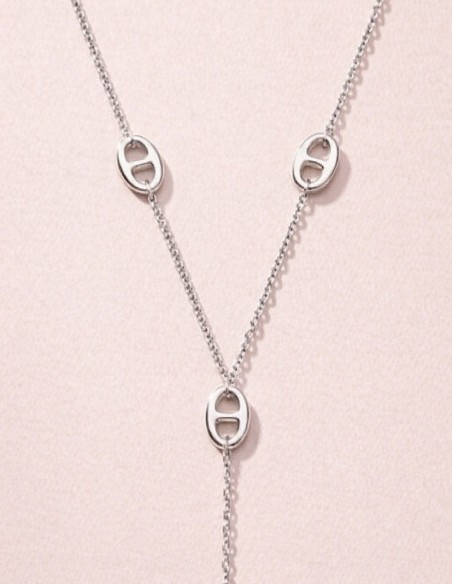 Collier Y Femme en Acier Inoxydable - Collier Lariat Elégant à Maillons Ovales, Bijou Tendance Minimaliste Doré ou Argenté