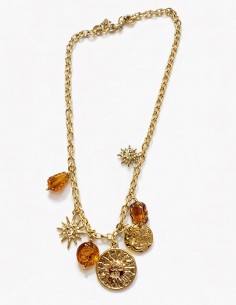 Collier Charms Soleil Lune...