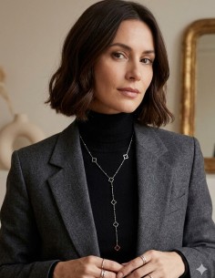 Collier trèfle femme en acier inoxydable élégant sautoir 2