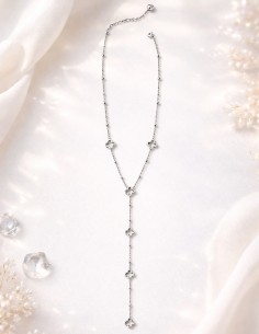 Collier trèfle femme en acier inoxydable élégant sautoir