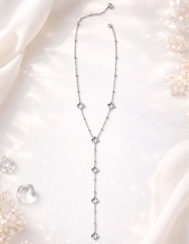 Collier trèfle femme en acier inoxydable élégant sautoir