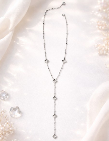 Collier trèfle femme en acier inoxydable élégant sautoir