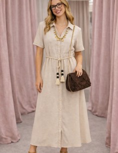 Robe Chemise Beige Femme...