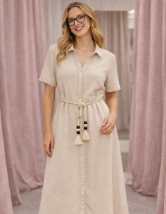 Robe Chemise Beige Femme... 2