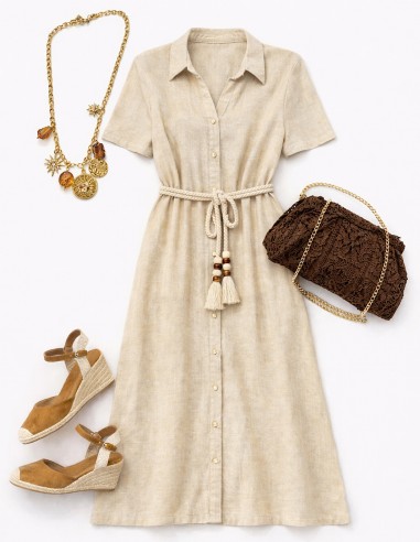 Robe longue beige femme style bohème chic tenue été