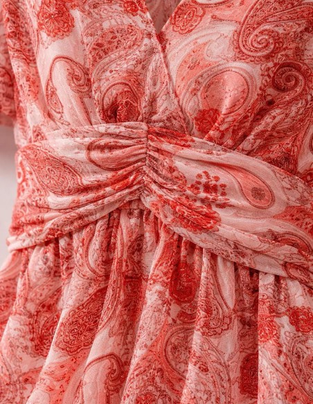 robe femme rouge paisley bohème chic