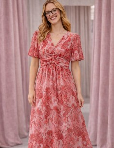 robe longue bohème rouge femme paisley