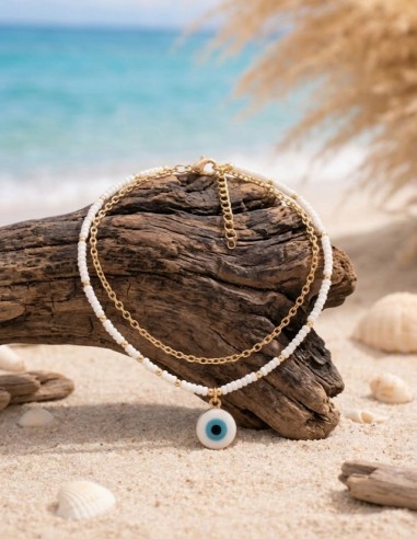 chaine de cheville femme tendance oeil grec été