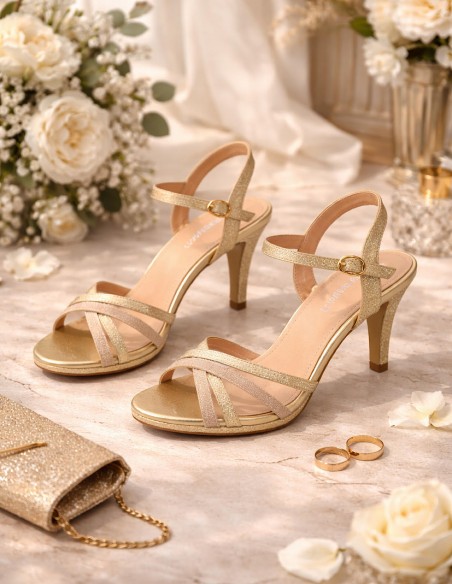sandales femme dorées talon haut chaussures mariage élégantes cérémonie