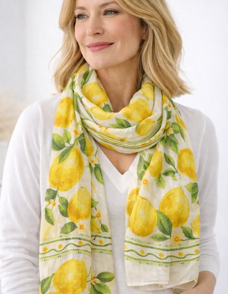 foulard coton motif citron femme été