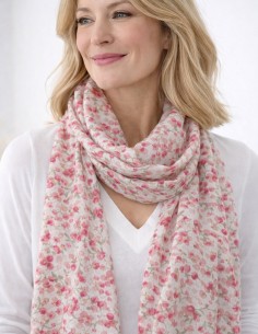 Foulard femme viscose fleuri rose 2
