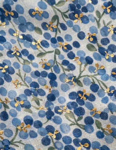 Zoom foulard fleuri liberty bleu irisé