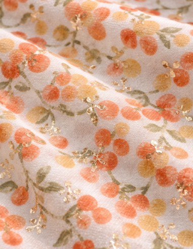 zoom foulard fleuri orange femme