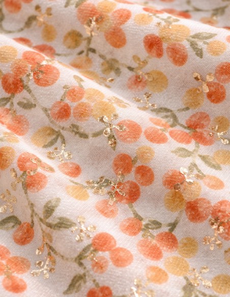 zoom foulard fleuri orange femme