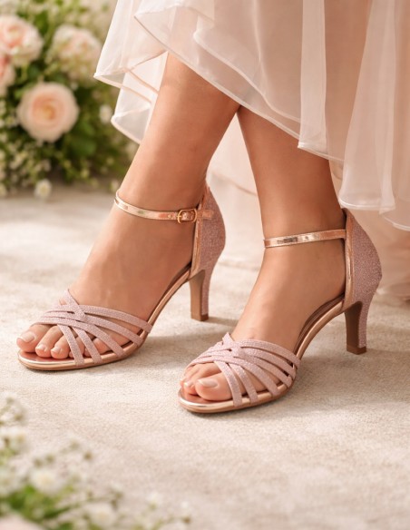 Sandales Femme Argentées à Talon – Chaussures Cérémonie, Escarpins Ouverts Brides avec Voilage, Élégant Soirée, Cocktail,Mariage