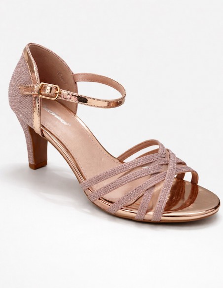 Sandales Femme Argentées à Talon – Chaussures Cérémonie, Escarpins Ouverts Brides avec Voilage, Élégant Soirée, Cocktail,Mariage