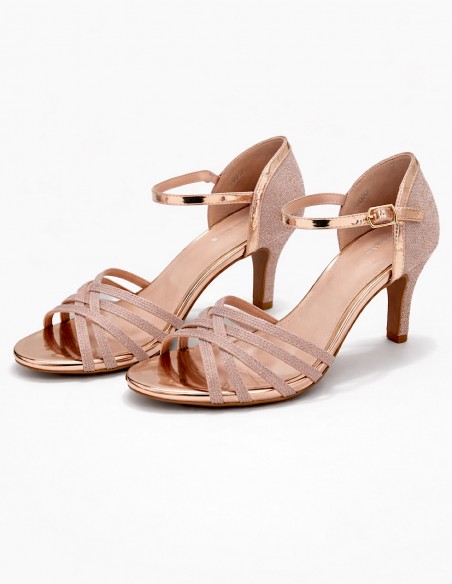 Sandales Femme Argentées à Talon – Chaussures Cérémonie, Escarpins Ouverts Brides avec Voilage, Élégant Soirée, Cocktail,Mariage