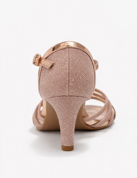 Sandales Femme Argentées à Talon – Chaussures Cérémonie, Escarpins Ouverts Brides avec Voilage, Élégant Soirée, Cocktail,Mariage