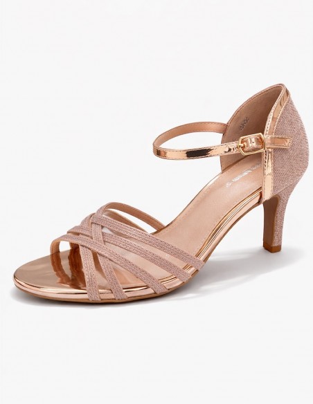 Sandales Femme Argentées à Talon – Chaussures Cérémonie, Escarpins Ouverts Brides avec Voilage, Élégant Soirée, Cocktail,Mariage