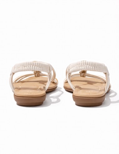 Vue arrière sandales femme grande pointure avec brides élastiques confortables, sandales plates été femme