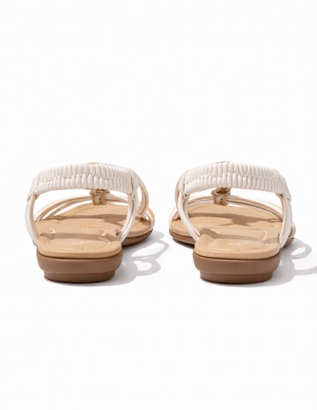 Vue arrière sandales femme grande pointure avec brides élastiques confortables, sandales plates été femme