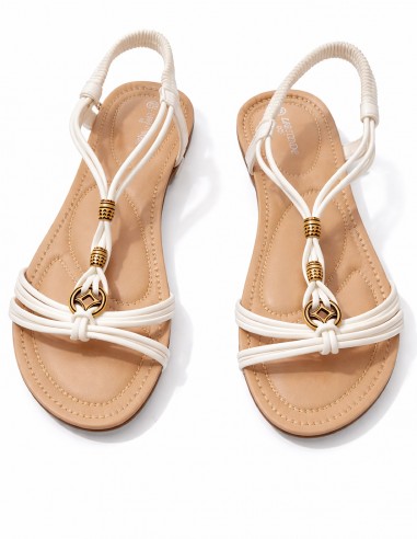 vue de haut sandales femme été élégante simili cuir blanc chaussure femme confort grandes tailles