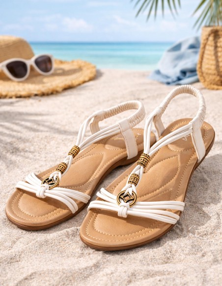 sandales femme été grandes pointures élégantes blanches du 41 au 44