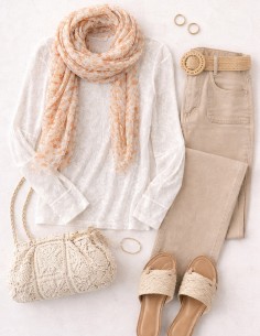 Top dentelle blanc femme manches longues légèrement transparent style chic et élégant 2