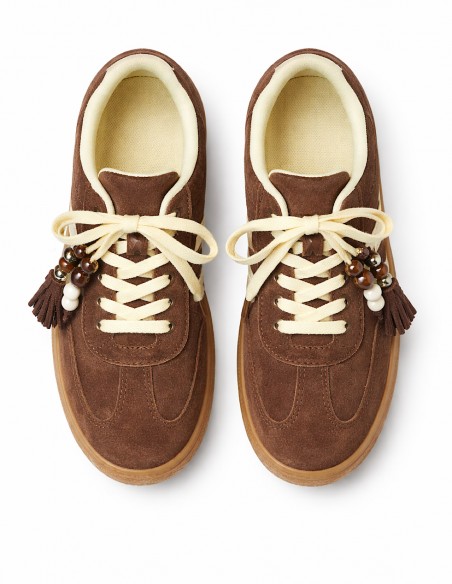 Baskets Femme Tendance Rose ou Marron – Sneakers Chic avec Bijou – Confort & Style – Du 36 au 41