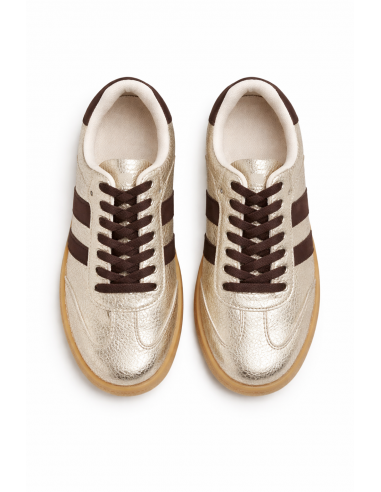 Baskets Femme Dorées Effet Craquelé –...