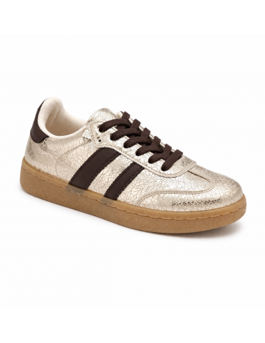 Baskets Femme Dorées Effet Craquelé –...