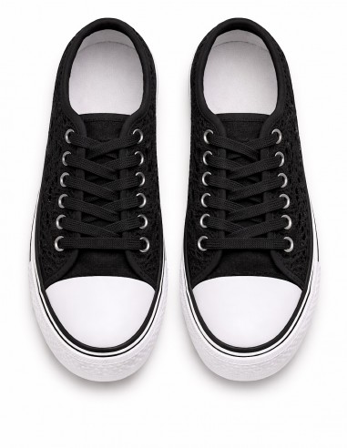 Basket femme dentelle blanche, noire...