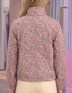 veste femme mi saison fleurie rose parka court tendance