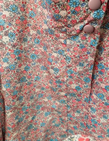 veste mi saison femme fleurie liberty rose et bleu
