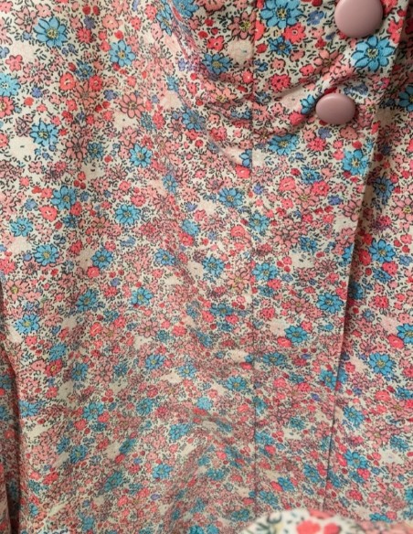veste mi saison femme fleurie liberty rose et bleu