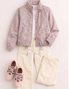 Veste mi-saison femme parka court liberty fleuri rose 2