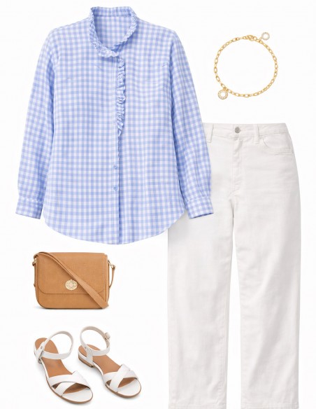 look moderne femme grande taille chemisier vichy coton