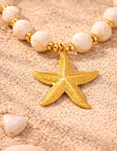 Collier femme étoile de mer doré avec...