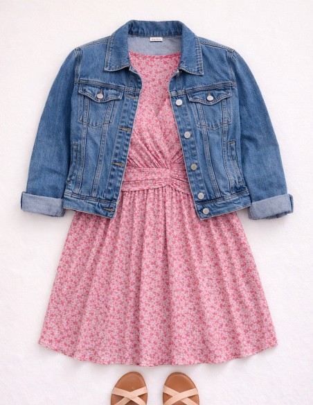 Robe Courte Fleurie Rose Femme - Bohème Chic du 34 au 50 - Robe été Tendance