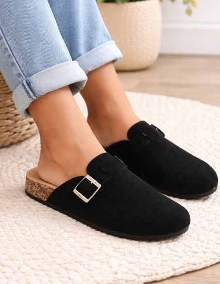 Sabots Femme Confort Anatomique en Suédine – Mules Semelle Liège Antidérapante, Chaussures Légères Intérieur Extérieur