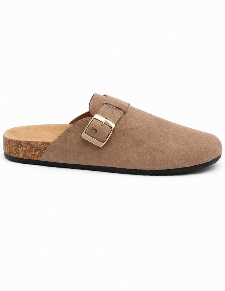 Sabots Femme Confort Anatomique en Suédine – Mules Semelle Liège Antidérapante, Chaussures Légères Intérieur Extérieur