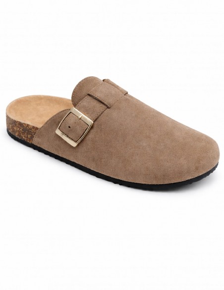 Sabots Femme Confort Anatomique en Suédine – Mules Semelle Liège Antidérapante, Chaussures Légères Intérieur Extérieur