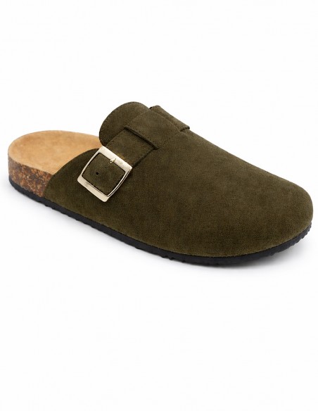 sabots-femme-suédine-kaki-confortables