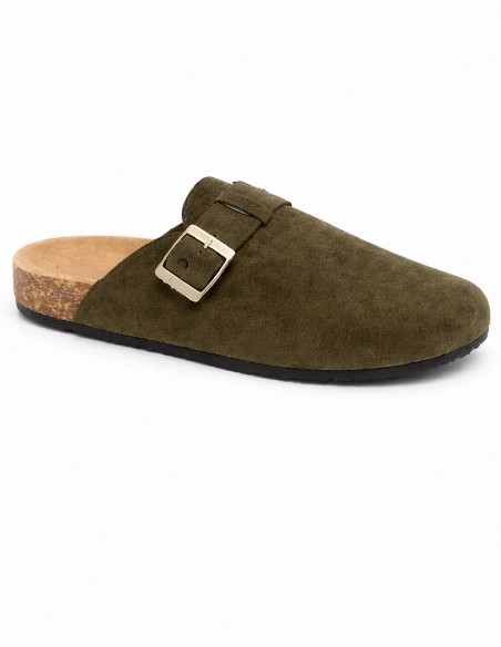 sabot confort femme kaki avec semelle liège