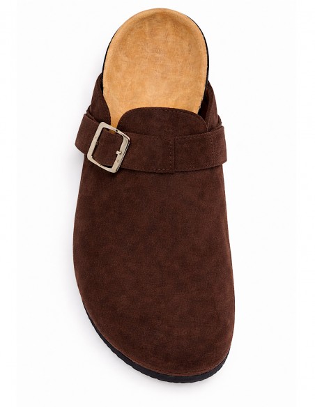 Sabots Femme Confort Anatomique en Suédine – Mules Semelle Liège Antidérapante, Chaussures Légères Intérieur Extérieur