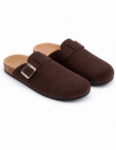 Sabots Femme Confort Anatomique en Suédine – Mules Semelle Liège Antidérapante, Chaussures Légères Intérieur Extérieur