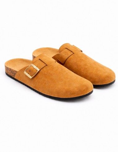 sabot daim femme camel confortables avec semelle liège