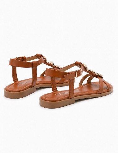 sandales femme nus pieds avec lanière confortable et bijoux doré