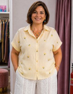 Chemise Femme Jaune Brodée... 2