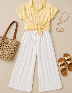 Chemise Femme Jaune Brodée... 2